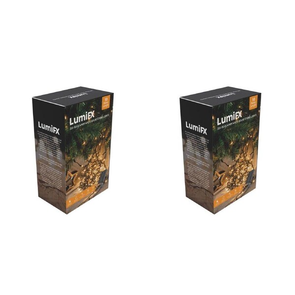 2PK Lumifx 200-LED Solar Power Outdoor String Lights 8 Effects 10m Warm White