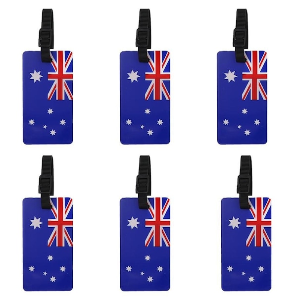 Set of 6 Travel Luggage Tags For Suitcase Bags Luggage Backpack Baggage Identifier Australia Flag Design with Name Address ID Label