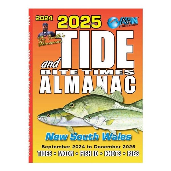 AFN 2025 NSW Tide & Bite Time Fishing Guide 80-Pages 11.5x10.5cm Paperback