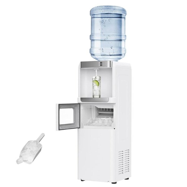 Advwin 3-in-1 Ice Maker, Cold/Hot Water Dispenser 15KG Ice Daily, Top-Loading Design for 2/3/5 Gallon Bottles, Ideal for Home and Office