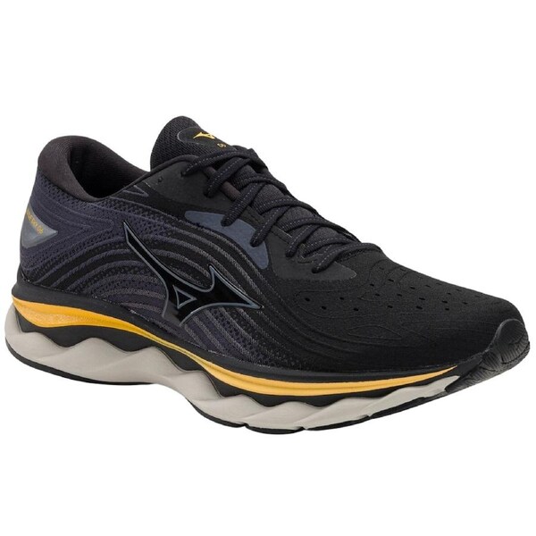 Mizuno Wave Sky 6 Mens Running Shoes Black / Tradewinds / Gold Fusion, Size 11.5
