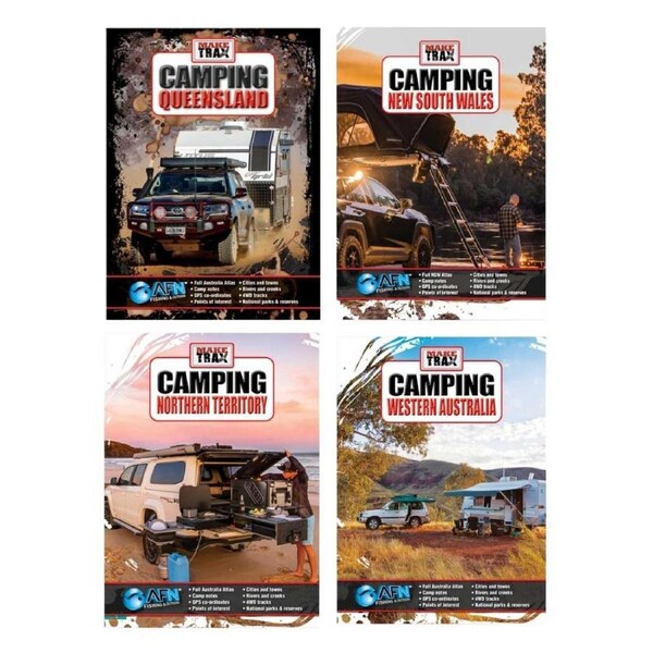 4pc AFN Make Trax Camping NSW/QLD/NT/WA Outdoor/Wild Camp Guide Combo Set
