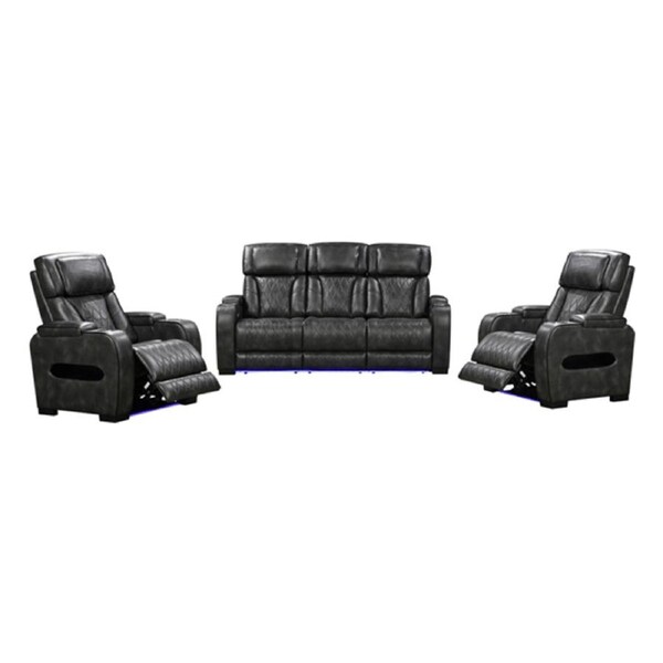 3R+1R+1R Electric Recliner LED Air Leather Dark Grey