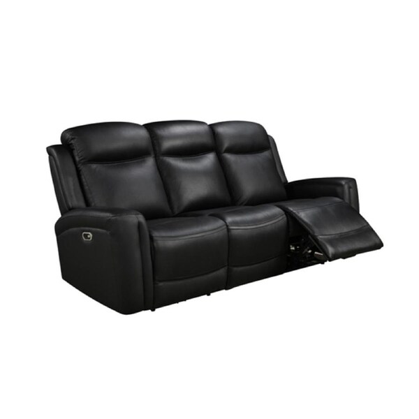 3R Genuine Leather Power Recliner Black
