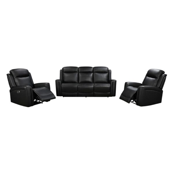 3R+1R+1R Genuine Leather Power Recliner Black