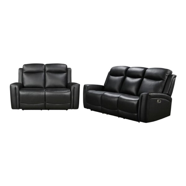 3R+2R Genuine Leather Power Recliner Black