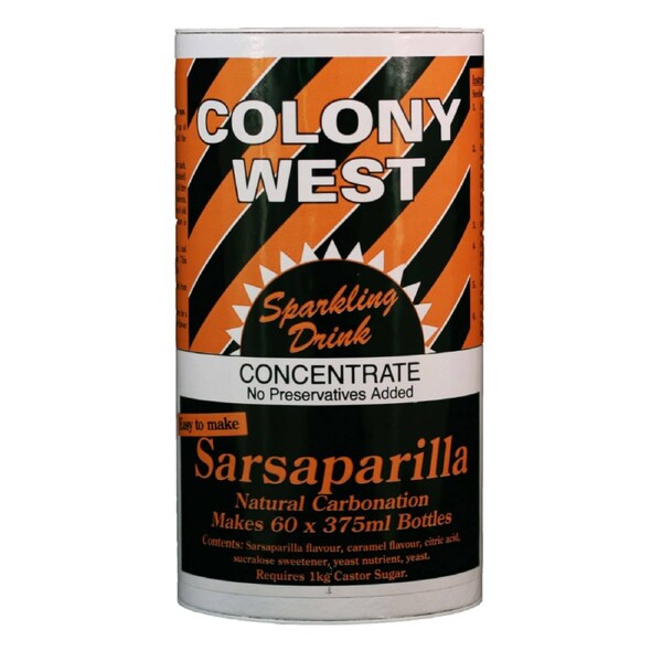 Colony West Sarsaparilla 1kg Home Brew Extract Tin - Alcoholic or Non Alcoholic Sarsaparilla Kit