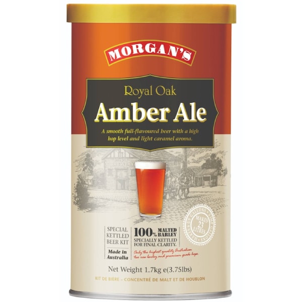 Morgan's Premium Royal Oak Amber Ale 1.7kg Home Brew Beer Extract Tin - English Style Amber Beer Kit