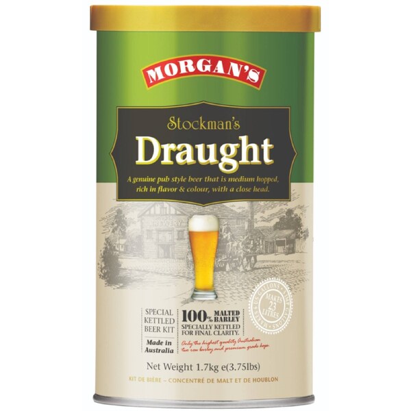 Morgan's Premium Stockman's Draught 1.7kg Home Brew Beer Extract Tin - Pub Style Draught Kit