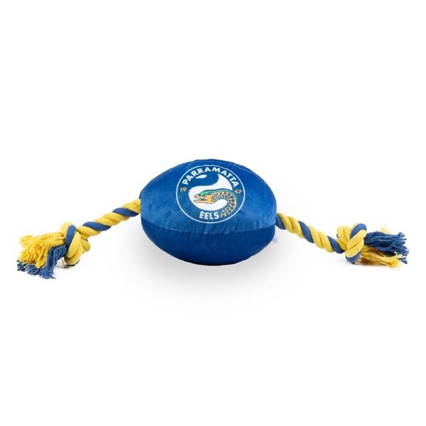 Parramatta Eels NRL Team Logo Design Dog Ball Rope Toy