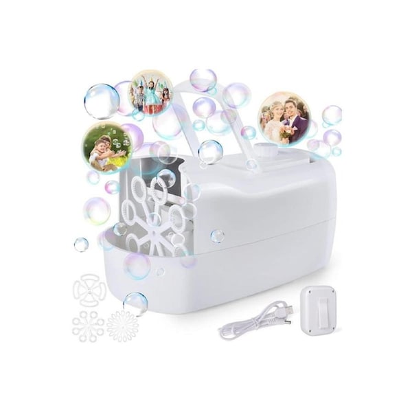 Electric Bubble Machine with 3 Bubble Holes, USB Rechargeable Portable Stage Toy for Indoor and Outdoor Birthday Parties