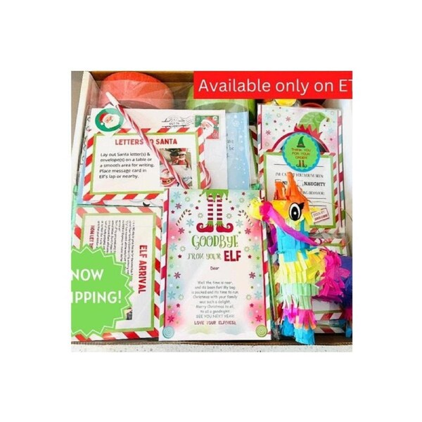 24 Days of Christmas Elf Kit, Fun Elf Activities Elf Props Christmas Elf Kit Christmas Activities Kids Gift Xmas Countdown Gift (24 Days)