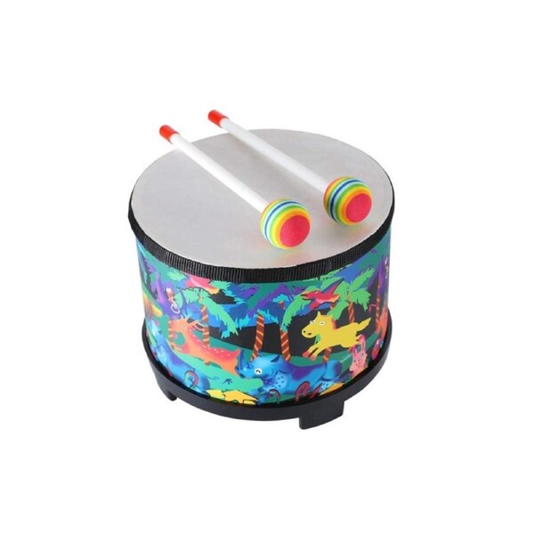 8-Inch Floor Drum, Montessori Percussion Musical Drum Toy with 2 Drumsticks, Boys' and Girls' Christmas Birthday Gift