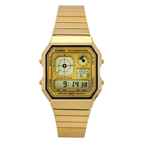 Casio Vintage Illuminator Digital Alarm Chrono Stainless Steel Quartz A130WEG-9A Unisex Watch