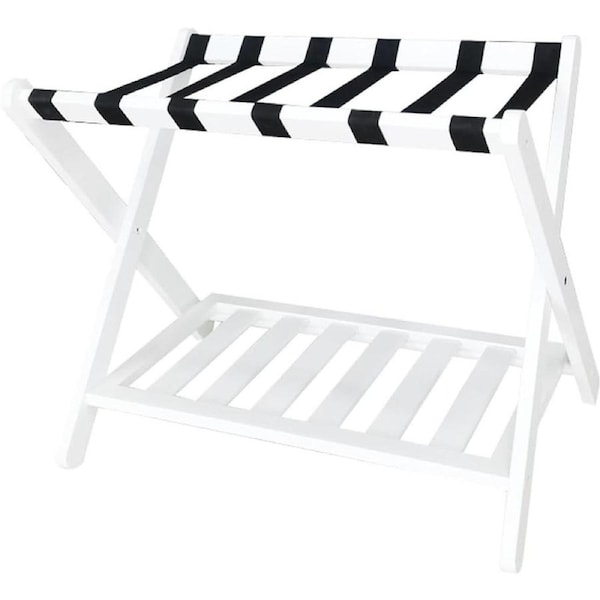 Foldable Luggage Rack Stand Portable Black Storage Shelf for Bedroom Travel