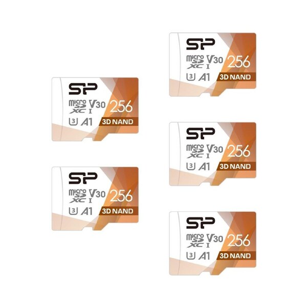Silicon Power Superior PRO 256GB Micro SD Card, 4K/HD, 100MB/s Read, U3, C10, A1, V30 with Adapter (5-pack)
