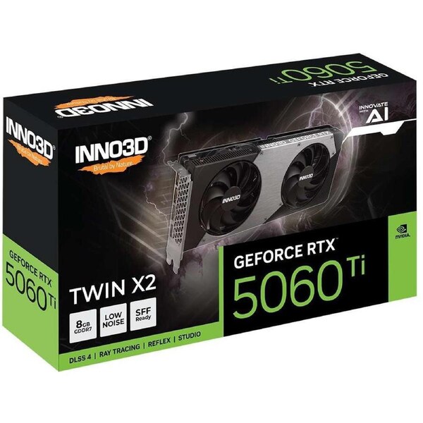 INNO3D nVidia GeForce RTX 5060 Ti TWIN X2 8GB GDDR7, 2572MHz Boost Clock, RAM 28Gbps, 3xDP, 1xHDMI N506T2-08D7-193075N