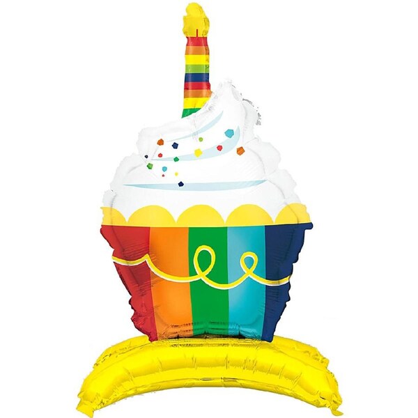 Rainbow Cupcake Standing Air Fill Balloon 72cm
