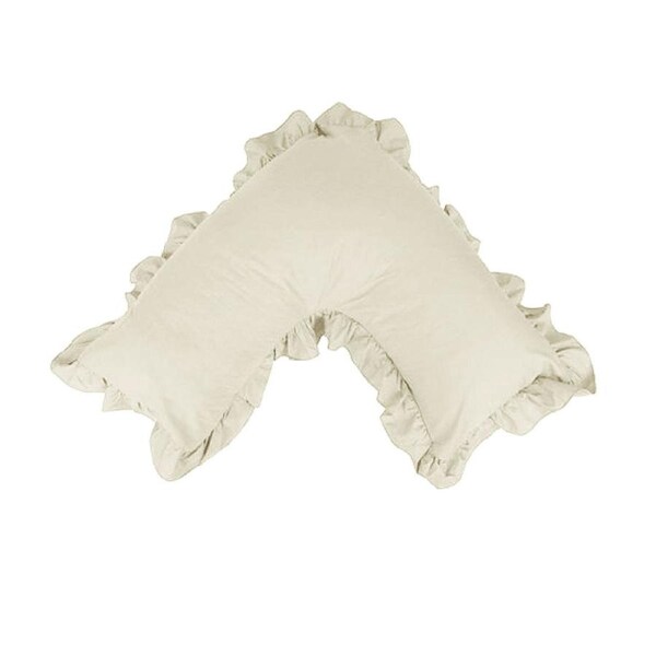 Artex Polyester Cotton V Shape Ruffle Pillowcase Cream