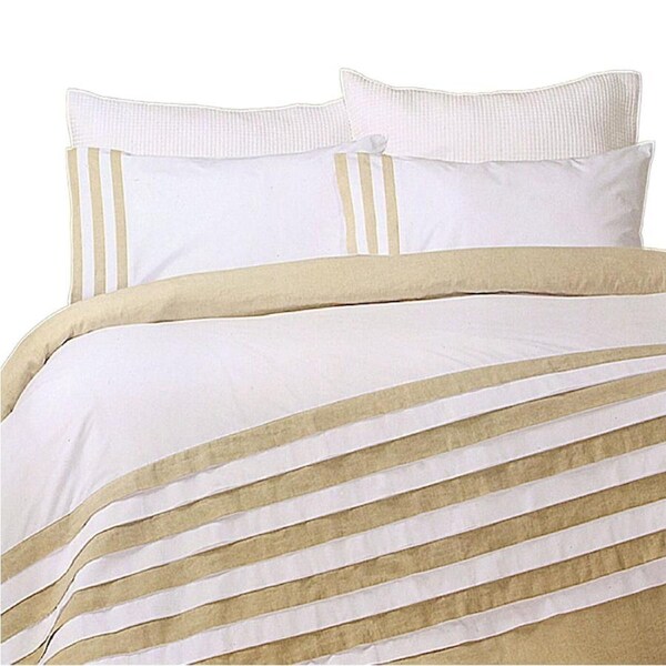 Turin White Linen Quilt Cover Set QUEEN