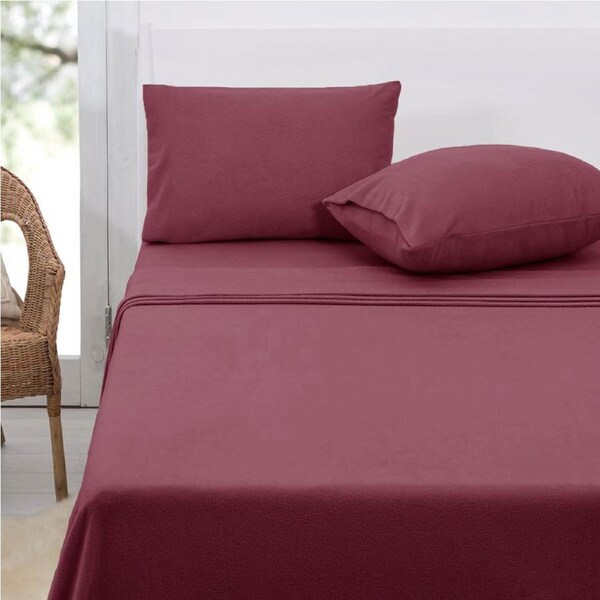 Polar Fleece Sheet Set Double 30cm Wall Rosewood