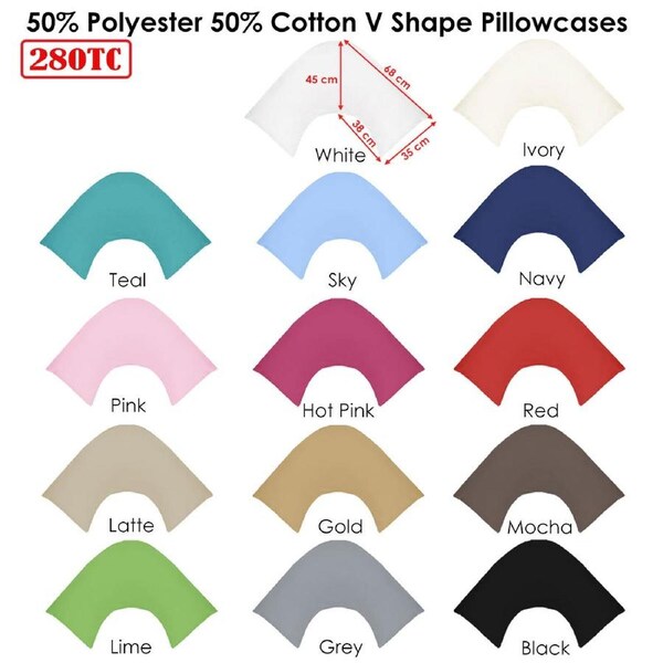 280TC Polyester Cotton V Shape Pillowcase Grey