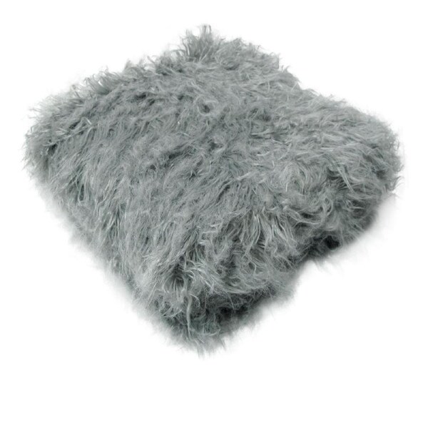 Faux Fur Long Hair Throw Rug Curly Grey