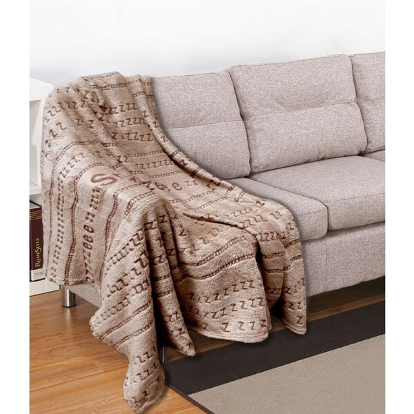 Embossed Print Throw Latte Snooze