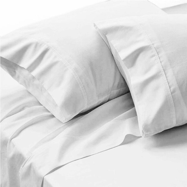 500TC Ramca Queen Sheet Set White Egyptian Cotton – 4 Piece Bedding
