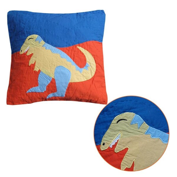 Kids Dinosaur Embroidered Cushion 40x40cm – Cotton Cover with Soft Fill