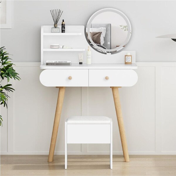 ALFORDSON Dressing Table Stool Set LED Mirror White