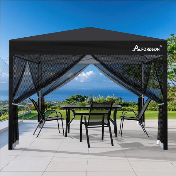3x3m Gazebo ALFORDSON Outdoor Tent Mesh Wall Black