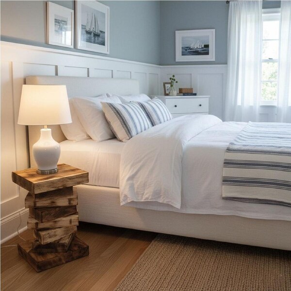 [Mango Trees] "Book Stack" Bedside Table/Corner End Table/ Raintree Wood Clear