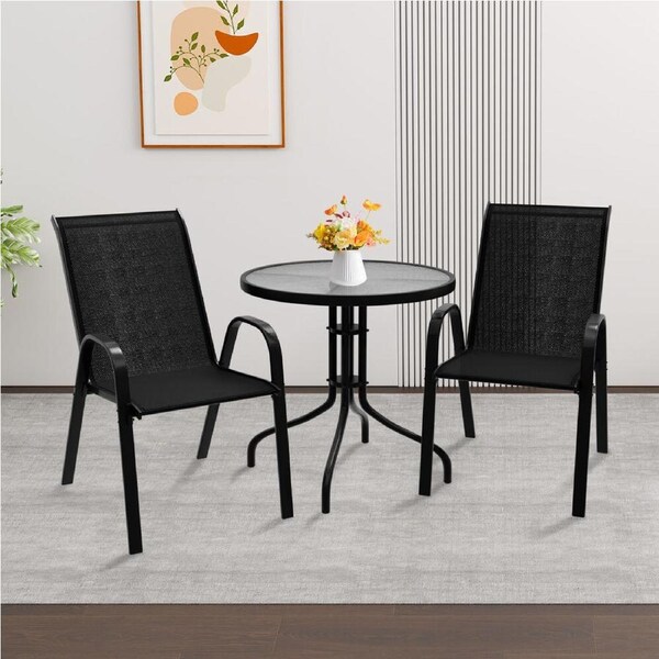 ALFORDSON 3PCS Outdoor Table and Chairs Patio Set Black