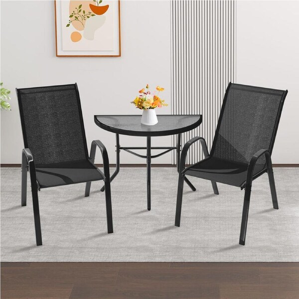 ALFORDSON 3PCS Outdoor Table and Chairs Bistro Set Black