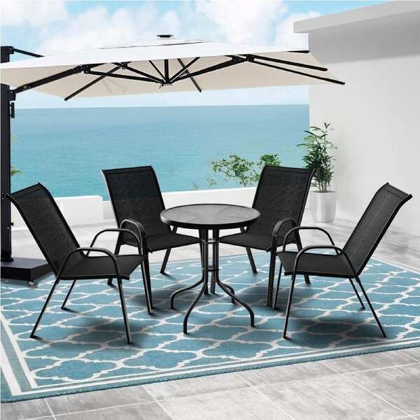 ALFORDSON 5PCS Outdoor Table and Chairs Set Garden Black