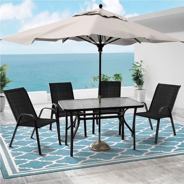 ALFORDSON 5PCS Outdoor Dining Set Table and Chairs Patio Furniture Black