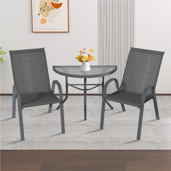 ALFORDSON 3PCS Outdoor Table and Chairs Bistro Set Grey