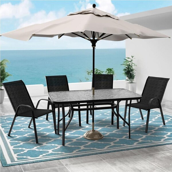 ALFORDSON 5PCS Outdoor Patio Dining Set Table and Chairs Garden Furniture Black