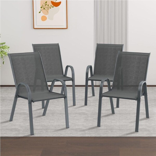 ALFORDSON 4x Outdoor Lounge Chairs Patio Dining Furniture Grey