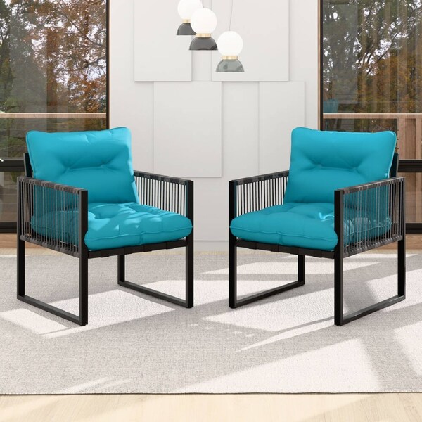 ALFORDSON Outdoor Furniture 2x Patio Chairs Garden Wicker Armchair Blue