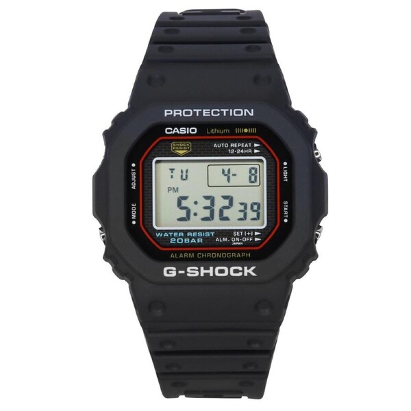 Casio G-Shock Digital Re-Creating The Original Design Of The First G-Shock Digital Alarm Chronograph Quartz DW-5000R-1A 200M Mens Watch