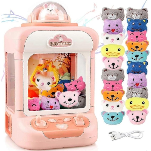 Mini Claw Machine for Kids - Arcade Claw Game Machine, 20 Mini Plush Toys, Music and Light, Party Birthday