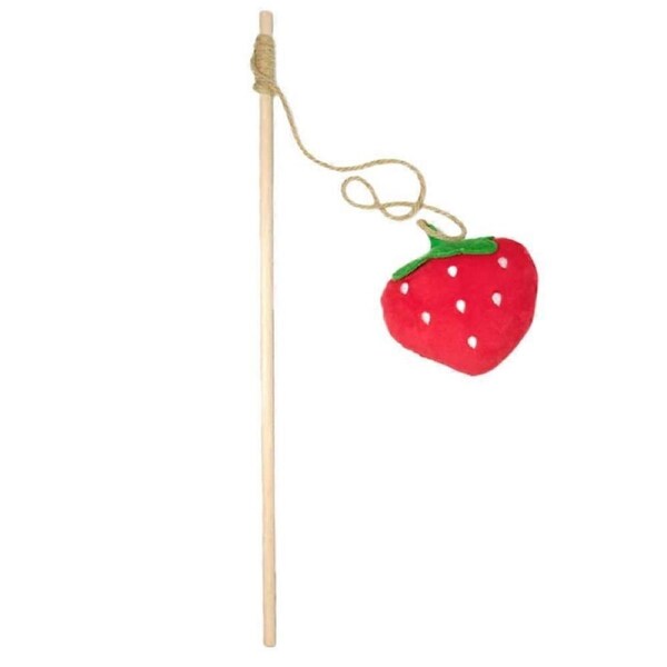 Interactive Wand Cat Toys Strawberry Salded Bick Catnip Plush Toy Funny Cat Bite Baque (Red)