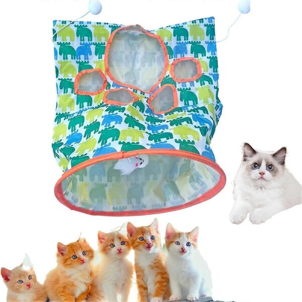 Cat tunnel bag for indoor cats, tunnel squeezed cat domestic toys Cat tunnels for closed cats, funny portable interactive puppy toy (calf)