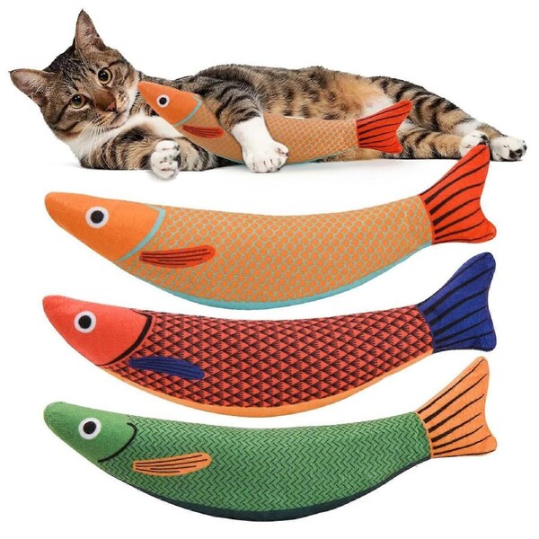 Cat Catnip Toys, Catnip Fish Toy for 3pcs Cats, Wrinkling Cat Kicker Toys, Indoor Cats and Cats Interactive Plush Soft Cat Toys for Cats