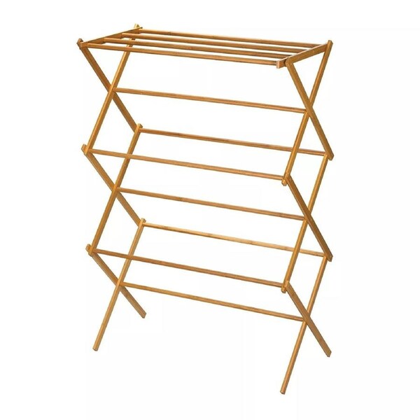Bamboo Laundry Drying Rack Foldable Free Standing Towel & Clothes Airer