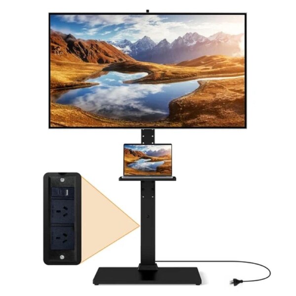 Floor TV Stand with Power Outlet Universal TV Mount Stand for 32 to 70 Inch Screens