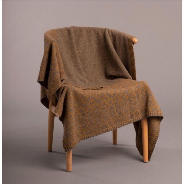 McDonald Possum Merino Fair Isle Blanket Bark/Honeycomb