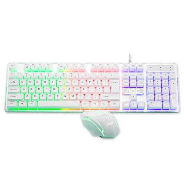 Gaming Keyboard and Mouse Combo, K1 RGB LED Backlit Keyboard with 104 Key Computer PC Gaming Keyboard for PC/Laptop(White)